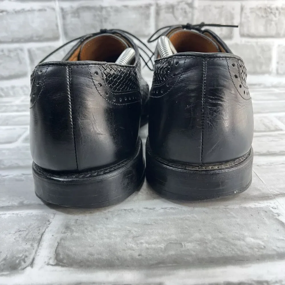Allen Edmonds Hampstead Men’s Size 12 D Black Leather Wingtip Woven Oxford Shoes